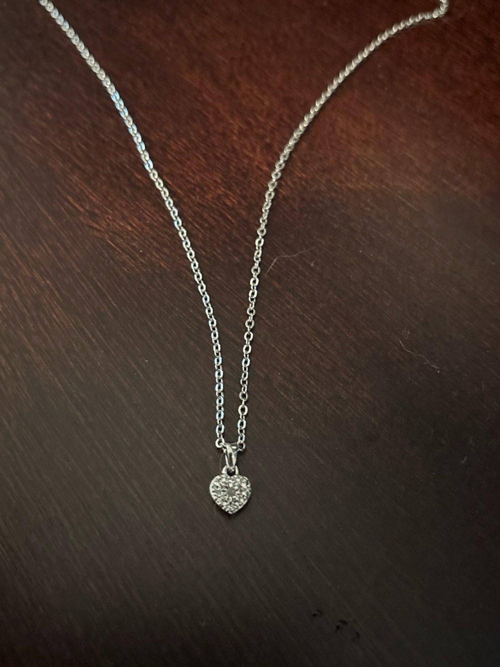 Silver Heart Pendant Necklace - Sparkling Crystal Accent